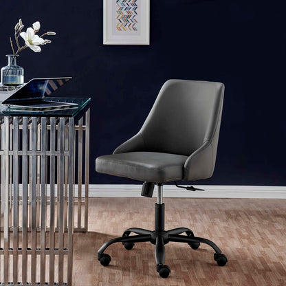 Designate Swivel Vegan Leather Office Chair, Faux Vegan Leather, Black Grey Gray, 19886