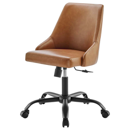 Designate Swivel Vegan Leather Office Chair, Faux Vegan Leather, Black Tan, 19887