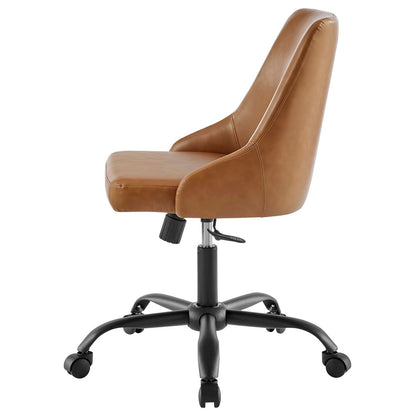 Designate Swivel Vegan Leather Office Chair, Faux Vegan Leather, Black Tan, 19887