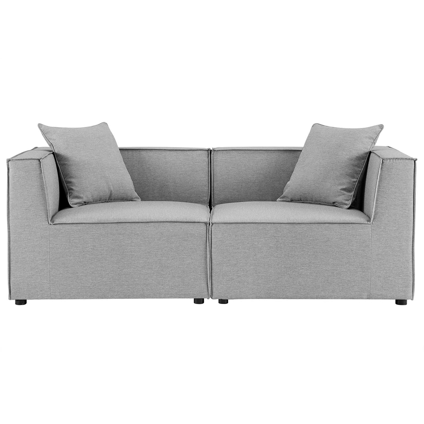 Saybrook Outdoor Patio Upholstered 2-Piece Sectional Sofa Loveseat, Fabric, Grey Gray, 19889