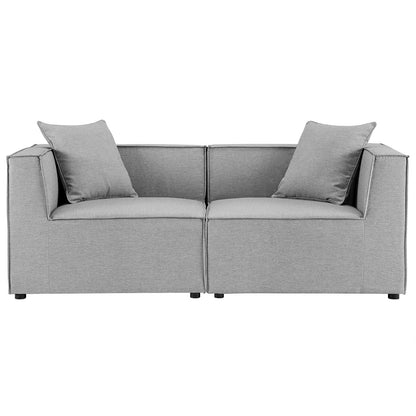 Saybrook Outdoor Patio Upholstered 2-Piece Sectional Sofa Loveseat, Fabric, Grey Gray, 19889