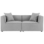 Saybrook Outdoor Patio Upholstered 2-Piece Sectional Sofa Loveseat, Fabric, Grey Gray, 19889