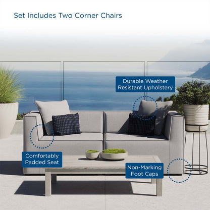 Saybrook Outdoor Patio Upholstered 2-Piece Sectional Sofa Loveseat, Fabric, Grey Gray, 19889