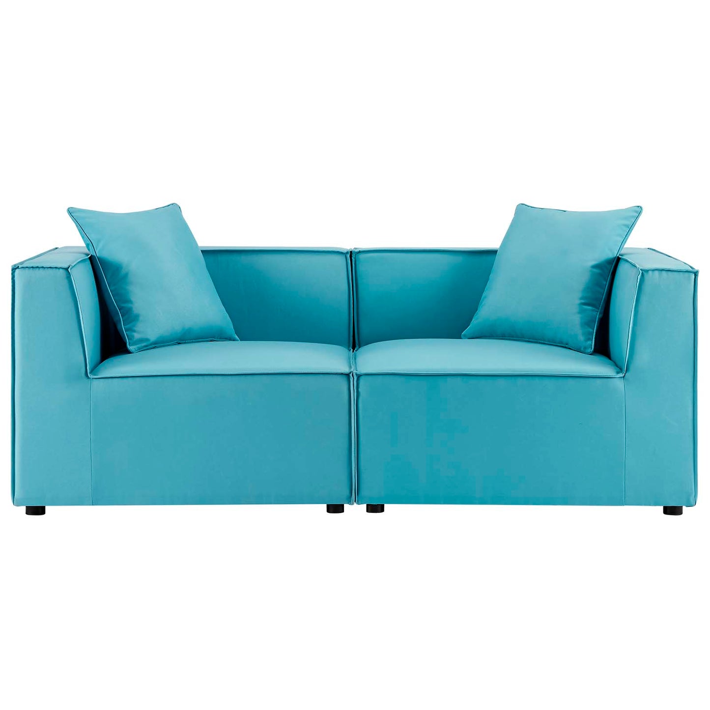 Saybrook Outdoor Patio Upholstered 2-Piece Sectional Sofa Loveseat, Fabric, Blue, 19891
