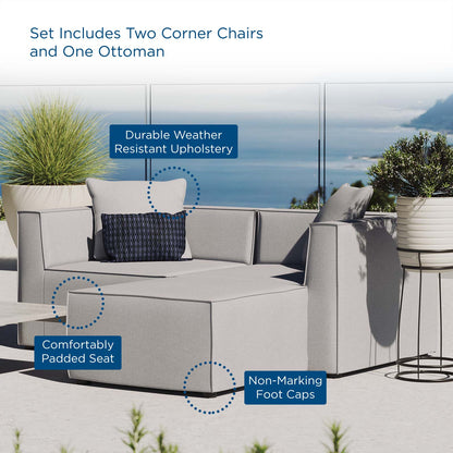 Saybrook Outdoor Patio Upholstered Loveseat and Ottoman Set, Fabric, Grey Gray, 19893