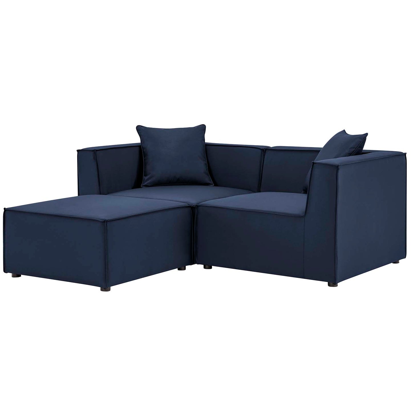 Saybrook Outdoor Patio Upholstered Loveseat and Ottoman Set, Fabric, Blue Navy, 19894