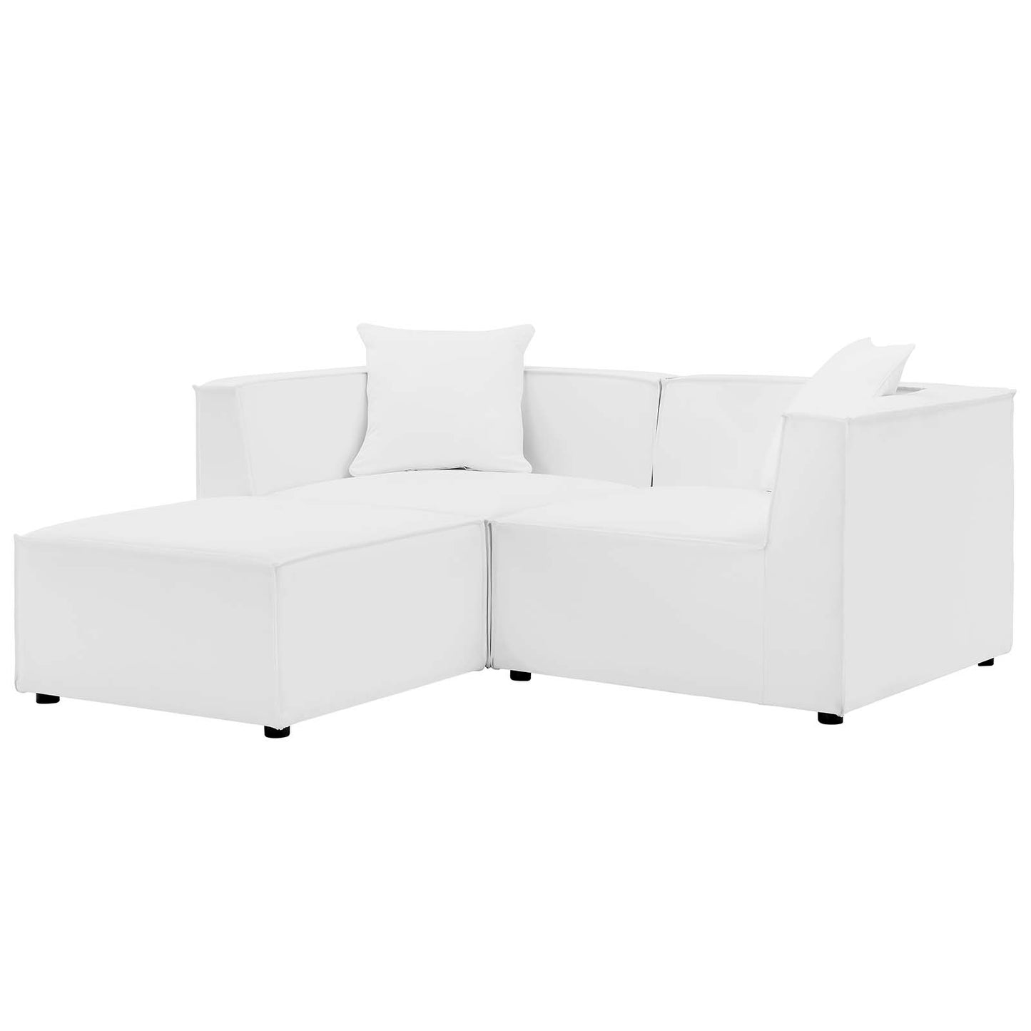 Saybrook Outdoor Patio Upholstered Loveseat and Ottoman Set, Fabric, White, 19896