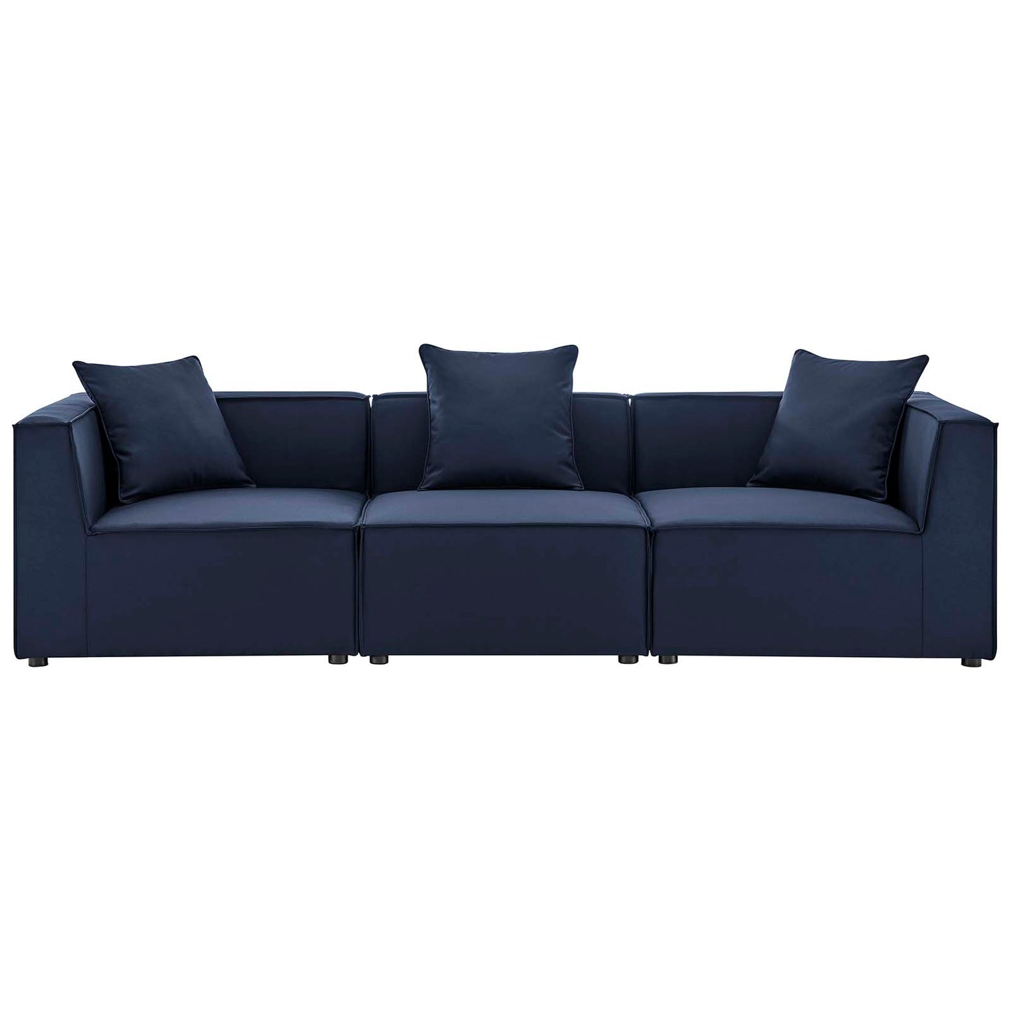 Saybrook Outdoor Patio Upholstered 3-Piece Sectional Sofa, Fabric, Blue Navy, 19898