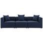 Saybrook Outdoor Patio Upholstered 3-Piece Sectional Sofa, Fabric, Blue Navy, 19898