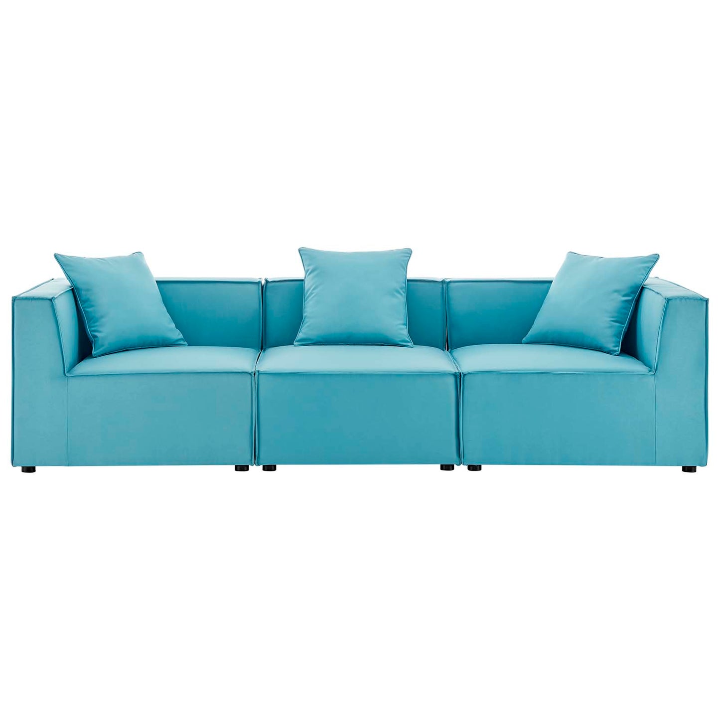 Saybrook Outdoor Patio Upholstered 3-Piece Sectional Sofa, Fabric, Blue, 19899