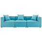 Saybrook Outdoor Patio Upholstered 3-Piece Sectional Sofa, Fabric, Blue, 19899