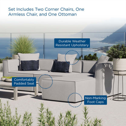 Saybrook Outdoor Patio Upholstered 4-Piece Sectional Sofa, Fabric, Grey Gray, 19901