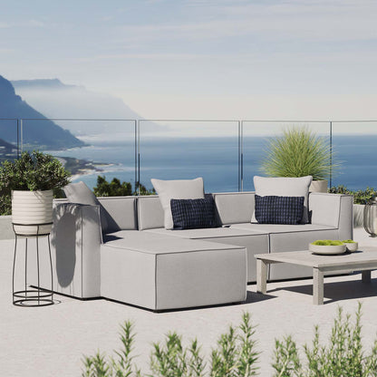 Saybrook Outdoor Patio Upholstered 4-Piece Sectional Sofa, Fabric, Grey Gray, 19901