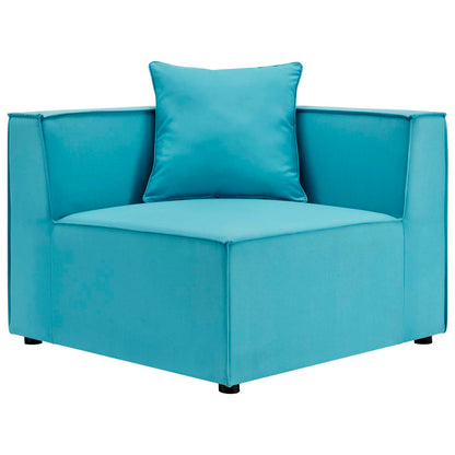 Saybrook Outdoor Patio Upholstered 4-Piece Sectional Sofa, Fabric, Blue, 19903