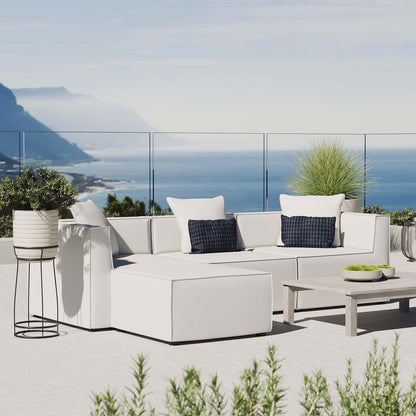 Saybrook Outdoor Patio Upholstered 4-Piece Sectional Sofa, Fabric, White, 19904