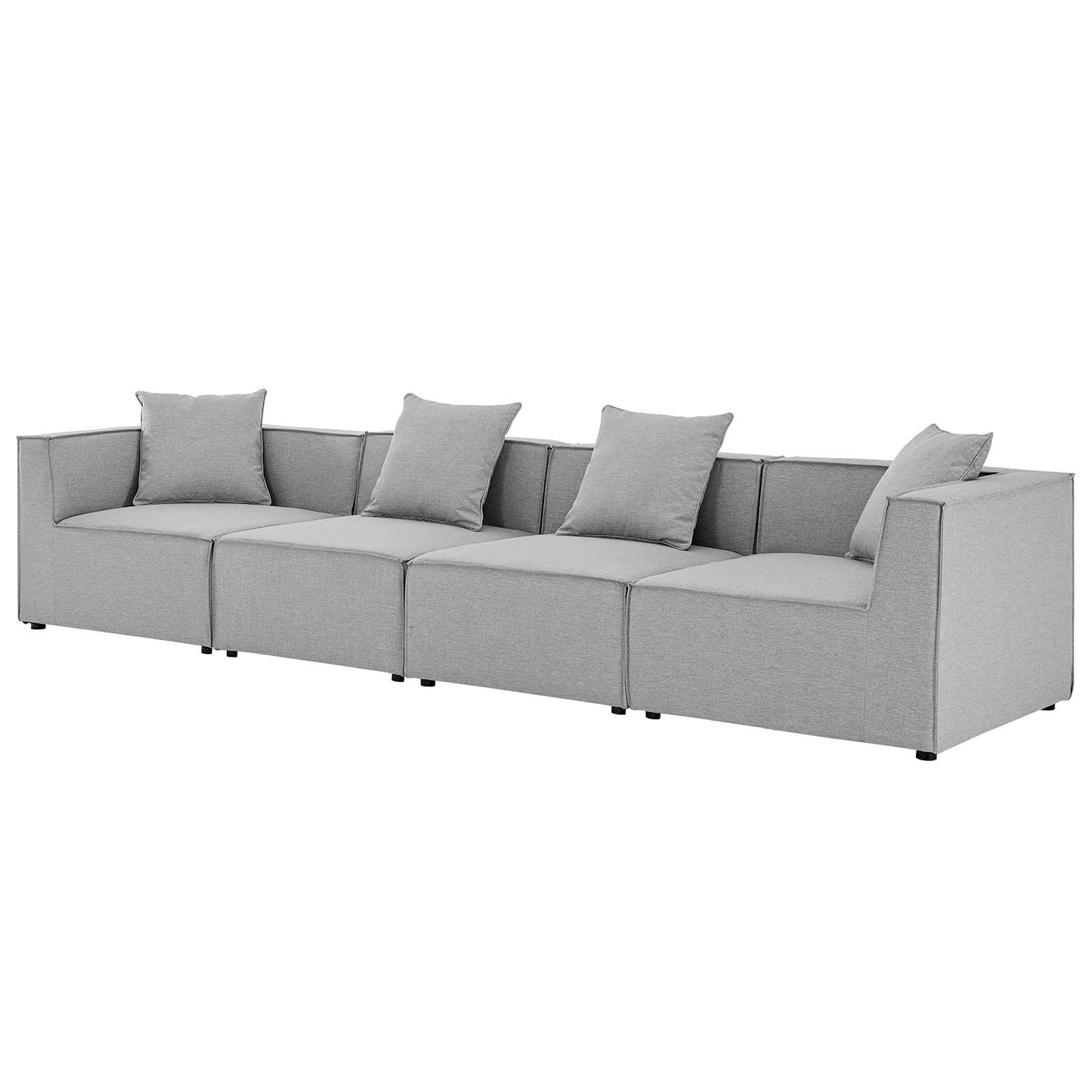 Saybrook Outdoor Patio Upholstered 4-Piece Sectional Sofa, Fabric, Grey Gray, 19905