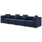 Saybrook Outdoor Patio Upholstered 4-Piece Sectional Sofa, Fabric, Blue Navy, 19906