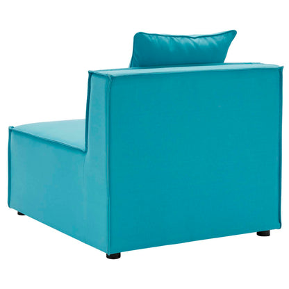 Saybrook Outdoor Patio Upholstered 4-Piece Sectional Sofa, Fabric, Blue, 19907