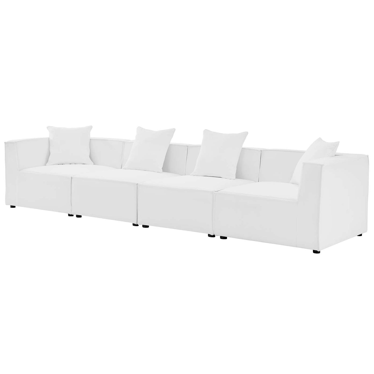 Saybrook Outdoor Patio Upholstered 4-Piece Sectional Sofa, Fabric, White, 19908