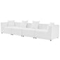 Saybrook Outdoor Patio Upholstered 4-Piece Sectional Sofa, Fabric, White, 19908