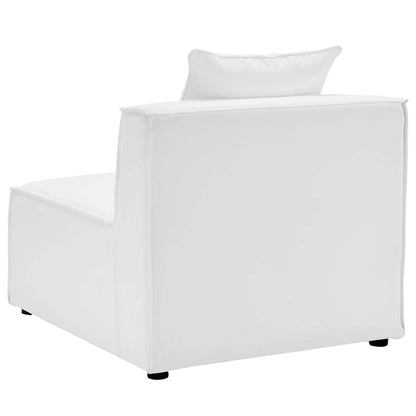 Saybrook Outdoor Patio Upholstered 4-Piece Sectional Sofa, Fabric, White, 19908