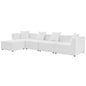 Saybrook Outdoor Patio Upholstered 5-Piece Sectional Sofa, Fabric, White, 19912