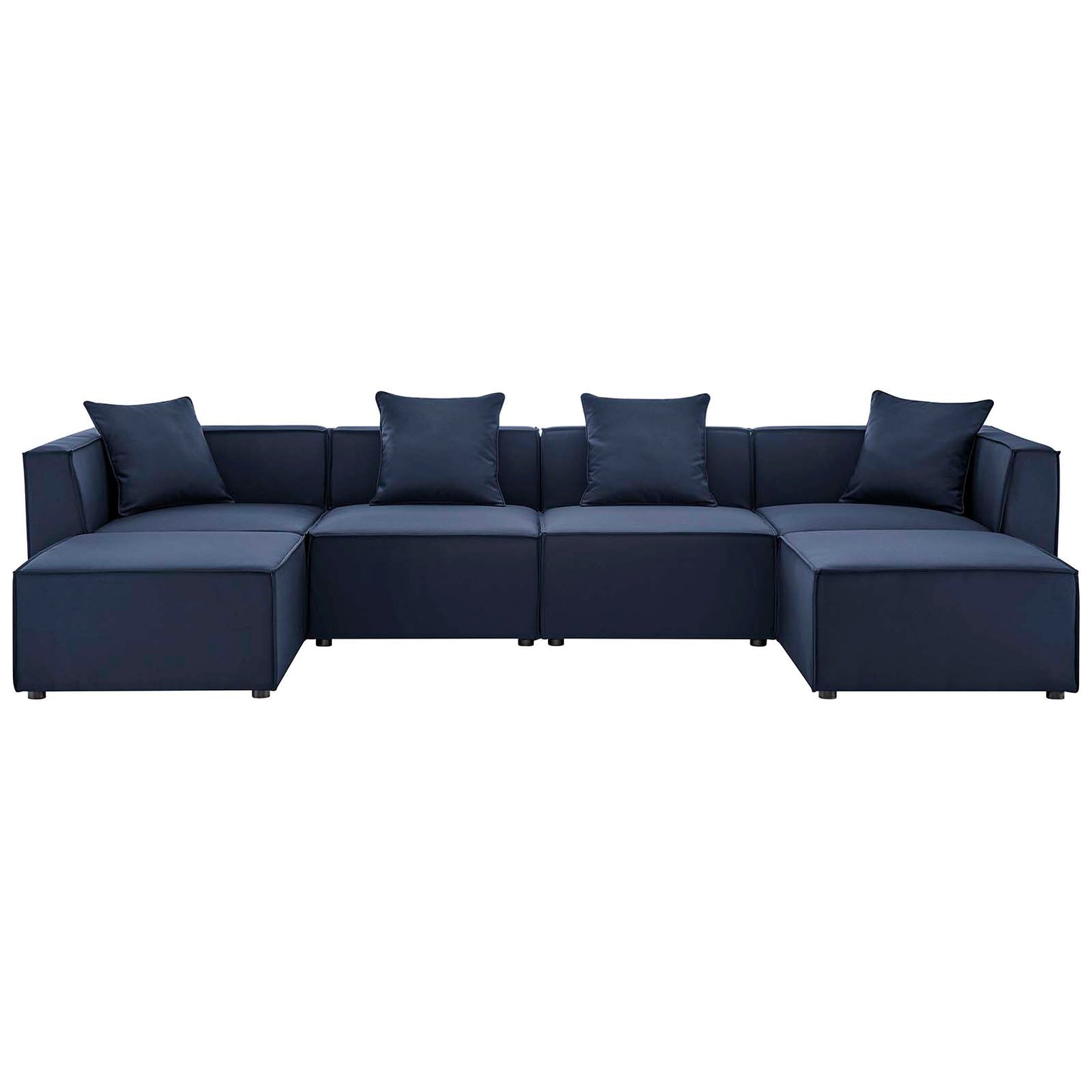 Saybrook Outdoor Patio Upholstered 6-Piece Sectional Sofa, Fabric, Blue Navy, 19914