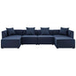 Saybrook Outdoor Patio Upholstered 6-Piece Sectional Sofa, Fabric, Blue Navy, 19914
