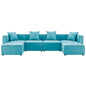 Saybrook Outdoor Patio Upholstered 6-Piece Sectional Sofa, Fabric, Blue, 19915
