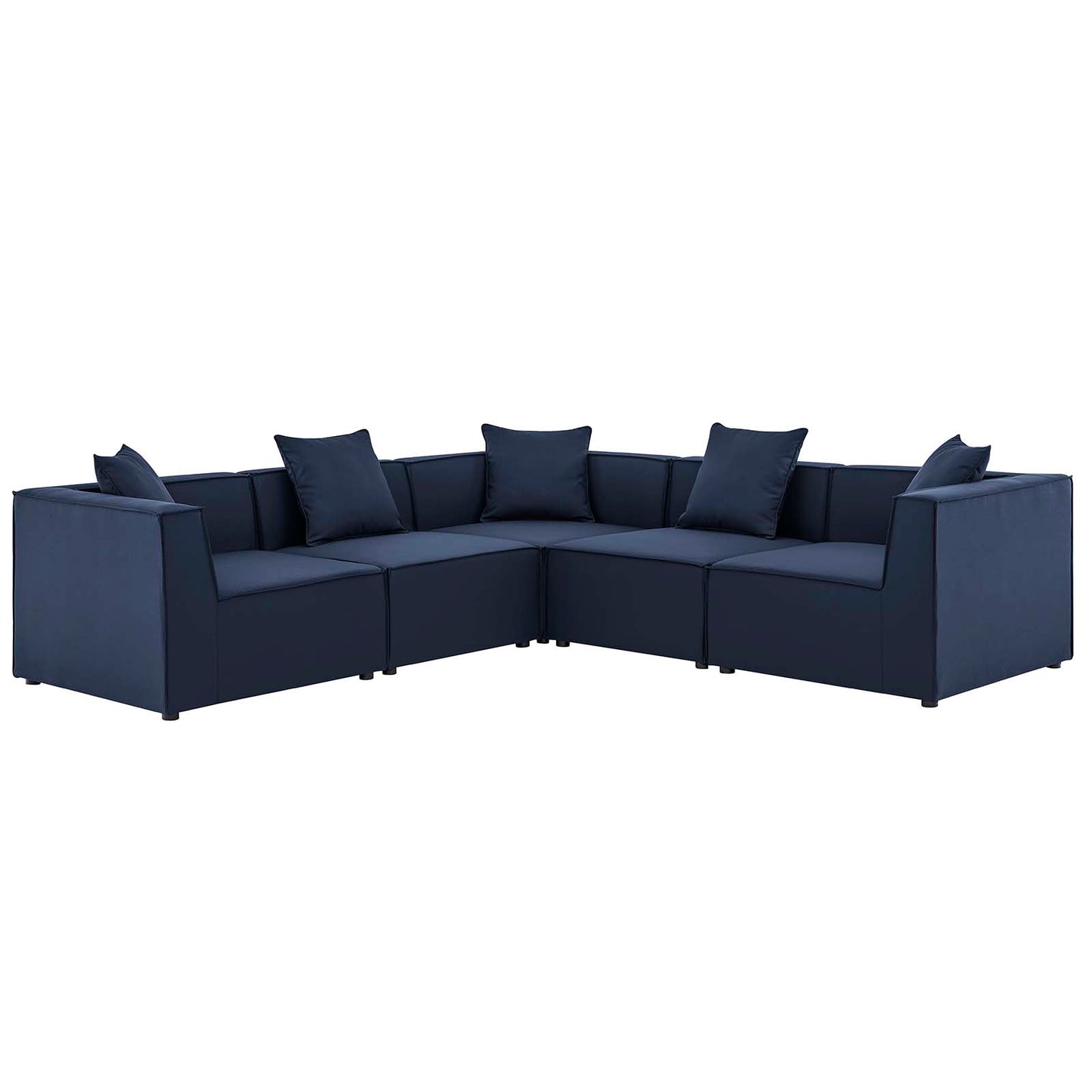 Saybrook Outdoor Patio Upholstered 5-Piece Sectional Sofa, Fabric, Blue Navy, 19918