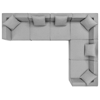 Saybrook Outdoor Patio Upholstered 6-Piece Sectional Sofa, Fabric, Grey Gray, 19921