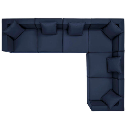 Saybrook Outdoor Patio Upholstered 6-Piece Sectional Sofa, Fabric, Blue Navy, 19922