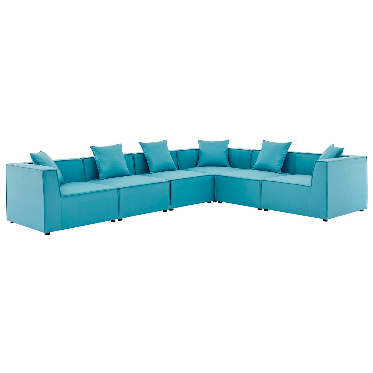 Saybrook Outdoor Patio Upholstered 6-Piece Sectional Sofa, Fabric, Blue, 19923