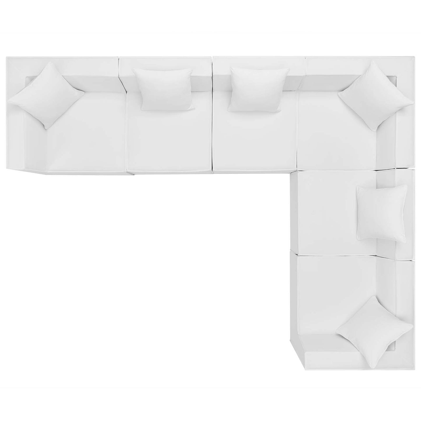 Saybrook Outdoor Patio Upholstered 6-Piece Sectional Sofa, Fabric, White, 19924