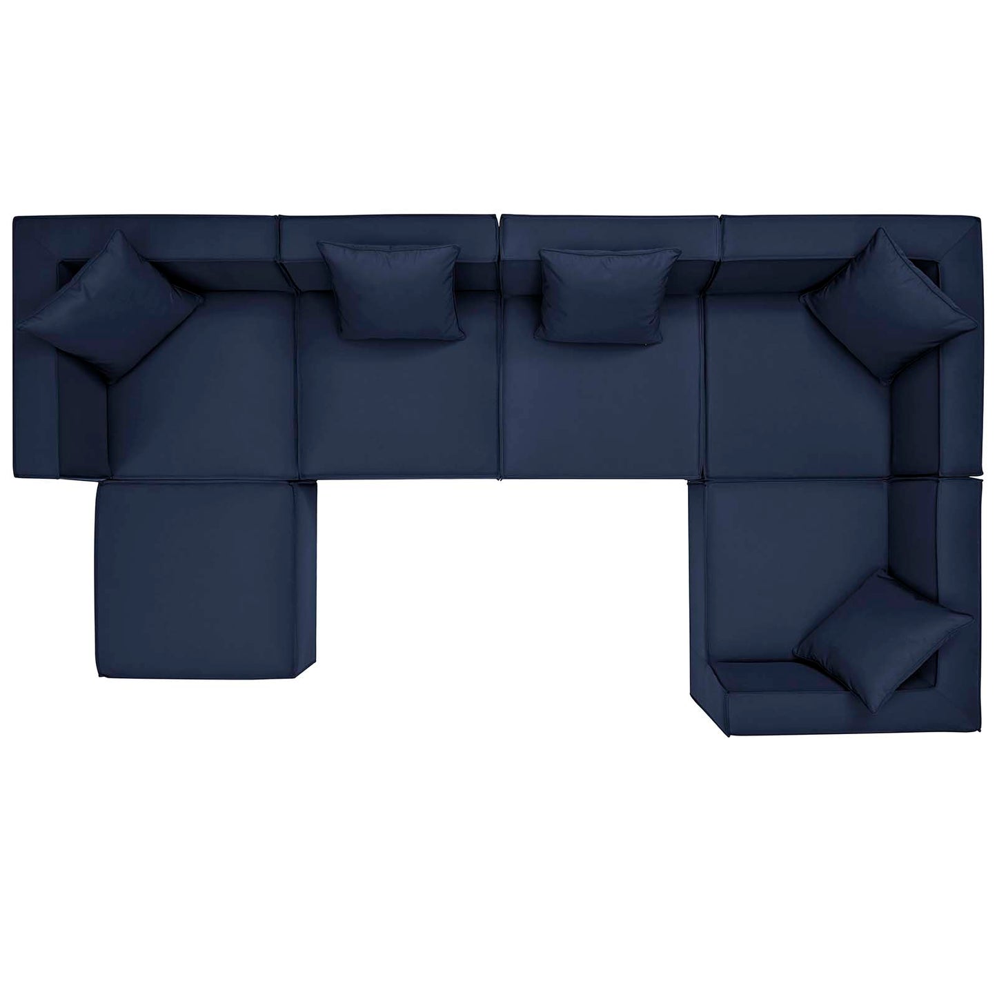 Saybrook Outdoor Patio Upholstered 6-Piece Sectional Sofa, Fabric, Blue Navy, 19926