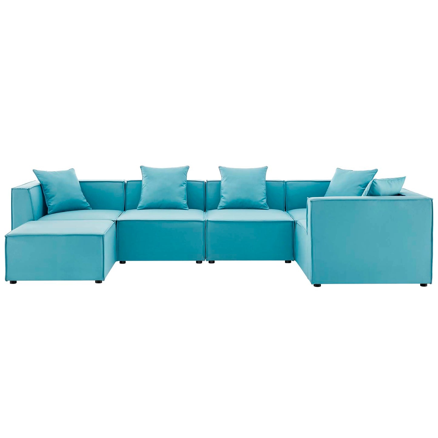 Saybrook Outdoor Patio Upholstered 6-Piece Sectional Sofa, Fabric, Blue, 19927