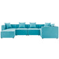 Saybrook Outdoor Patio Upholstered 6-Piece Sectional Sofa, Fabric, Blue, 19927