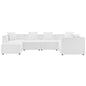 Saybrook Outdoor Patio Upholstered 6-Piece Sectional Sofa, Fabric, White, 19928
