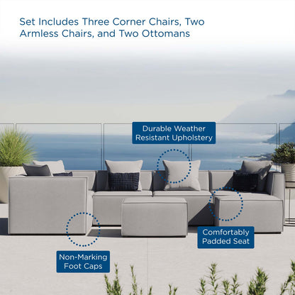 Saybrook Outdoor Patio Upholstered 7-Piece Sectional Sofa, Fabric, Grey Gray, 19929