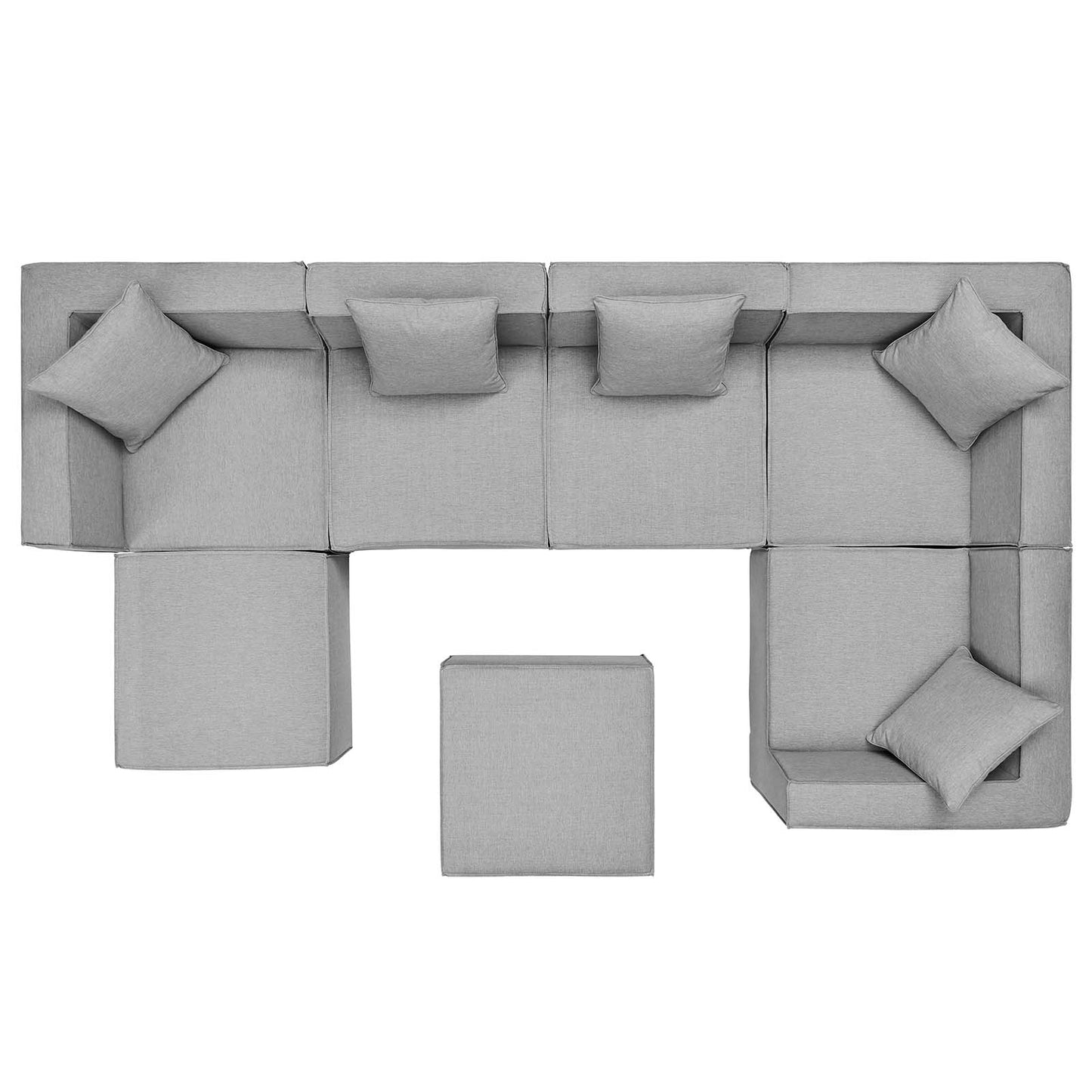 Saybrook Outdoor Patio Upholstered 7-Piece Sectional Sofa, Fabric, Grey Gray, 19929