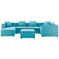 Saybrook Outdoor Patio Upholstered 7-Piece Sectional Sofa, Fabric, Blue, 19931