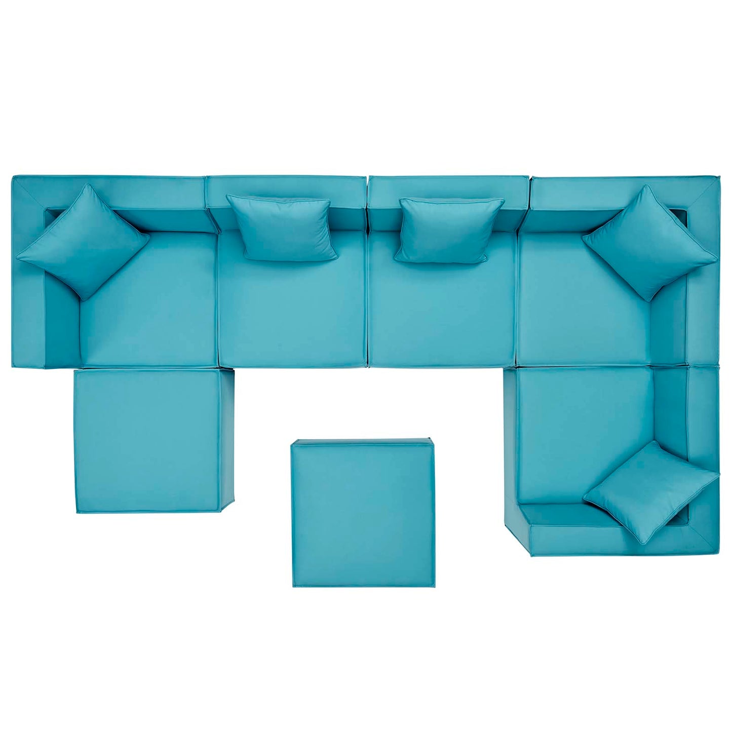 Saybrook Outdoor Patio Upholstered 7-Piece Sectional Sofa, Fabric, Blue, 19931