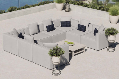 Saybrook Outdoor Patio Upholstered 8-Piece Sectional Sofa, Fabric, Grey Gray, 19933