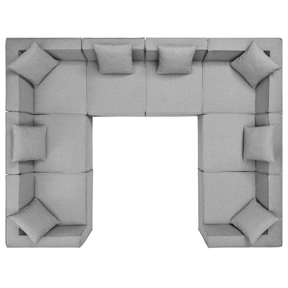 Saybrook Outdoor Patio Upholstered 8-Piece Sectional Sofa, Fabric, Grey Gray, 19933