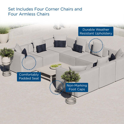 Saybrook Outdoor Patio Upholstered 8-Piece Sectional Sofa, Fabric, Grey Gray, 19933