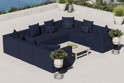 Saybrook Outdoor Patio Upholstered 8-Piece Sectional Sofa, Fabric, Blue Navy, 19934