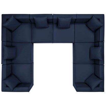 Saybrook Outdoor Patio Upholstered 8-Piece Sectional Sofa, Fabric, Blue Navy, 19934
