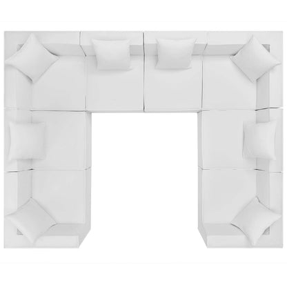 Saybrook Outdoor Patio Upholstered 8-Piece Sectional Sofa, Fabric, White, 19936