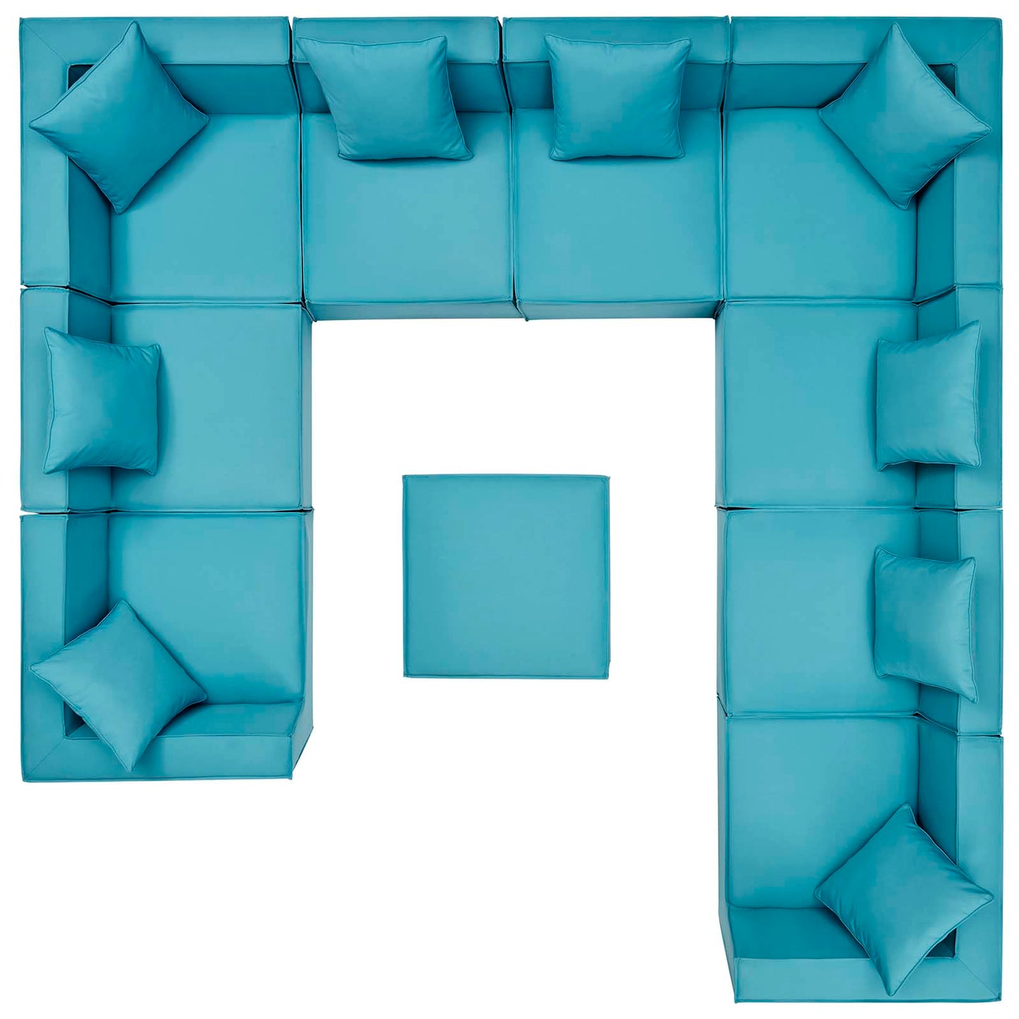 Saybrook Outdoor Patio Upholstered 10-Piece Sectional Sofa, Fabric, Blue, 19939