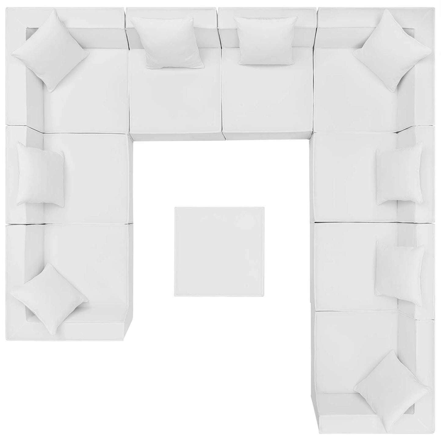 Saybrook Outdoor Patio Upholstered 10-Piece Sectional Sofa, Fabric, White, 19940